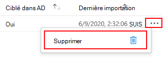 Capture d’écran montrant comment supprimer ou supprimer l’objet de stratégie de groupe (GPO) que vous avez importé dans l’analyseur stratégie de groupe dans Microsoft Intune et Intune centre d’administration.