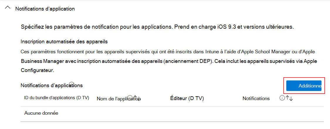 Ajouter une notification d’application dans le profil de configuration des fonctionnalités d’appareil iOS/iPadOS dans Microsoft Intune