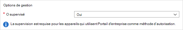 Capture d’écran montrant l’option Supervisé.