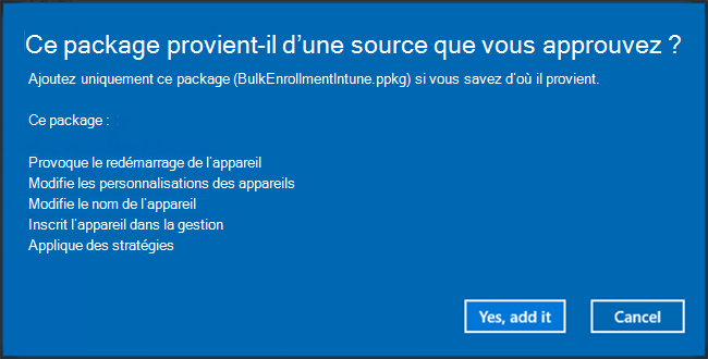 Capture d’écran du dossier du projet, spécifiant le nom et la description dans l’application De configuration Windows Designer