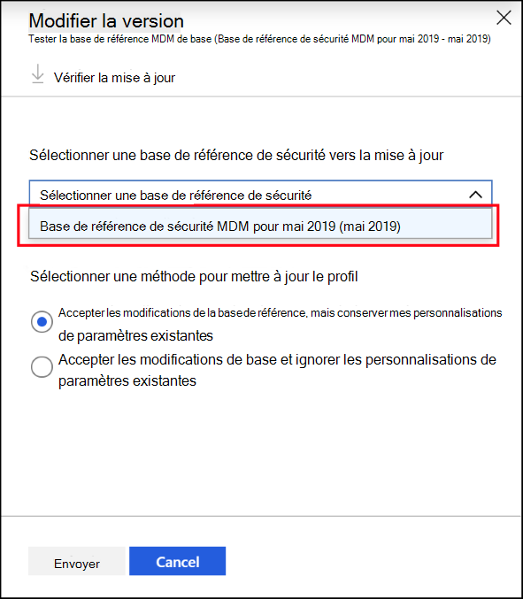 sélectionner une version