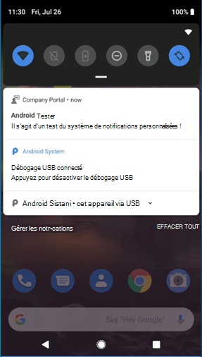 Notification de test Android