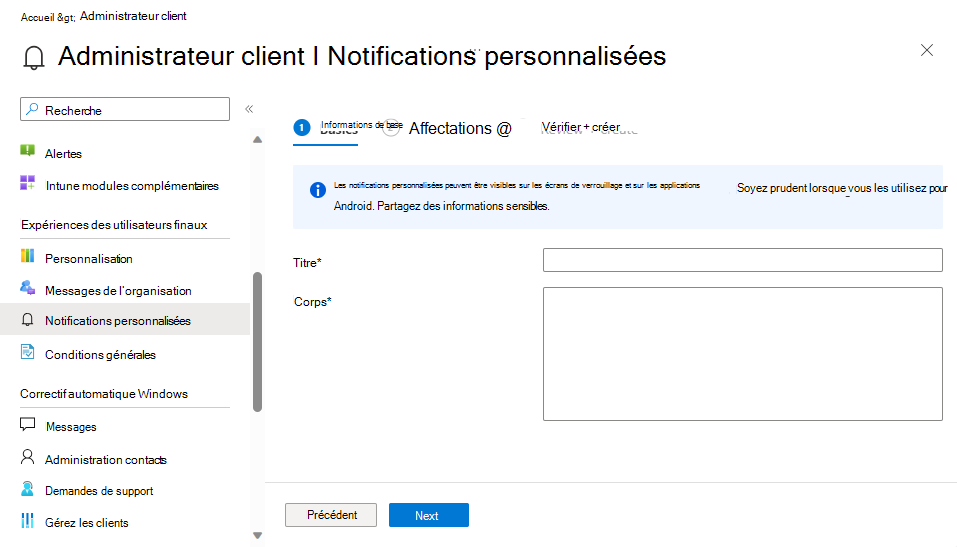 Créer une notification personnalisée