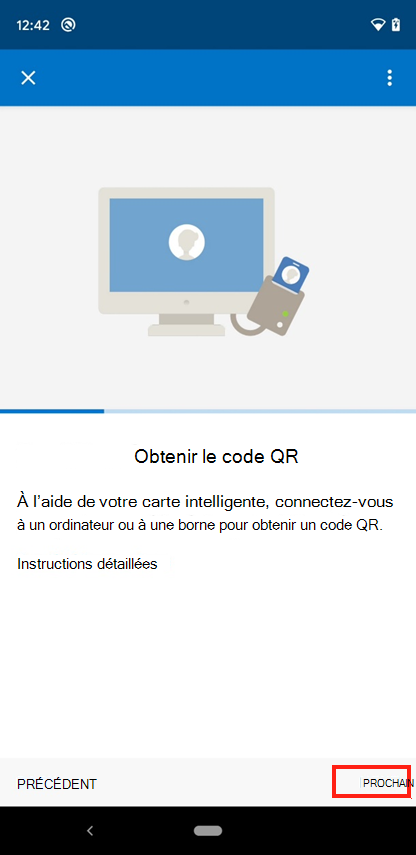 Capture d’écran de l’écran Obtenir le code QR de l’application Intune.