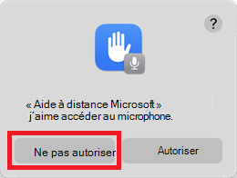 Invite d’autorisation du microphone indiquant de sélectionner Ne pas autoriser