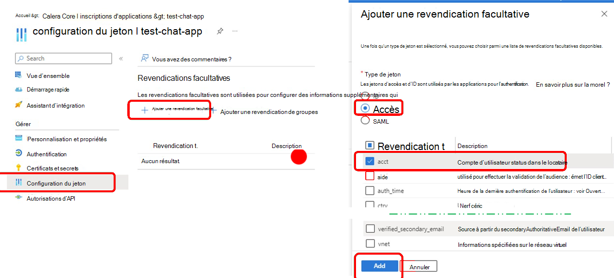 Configurez le jeton d’authentification.