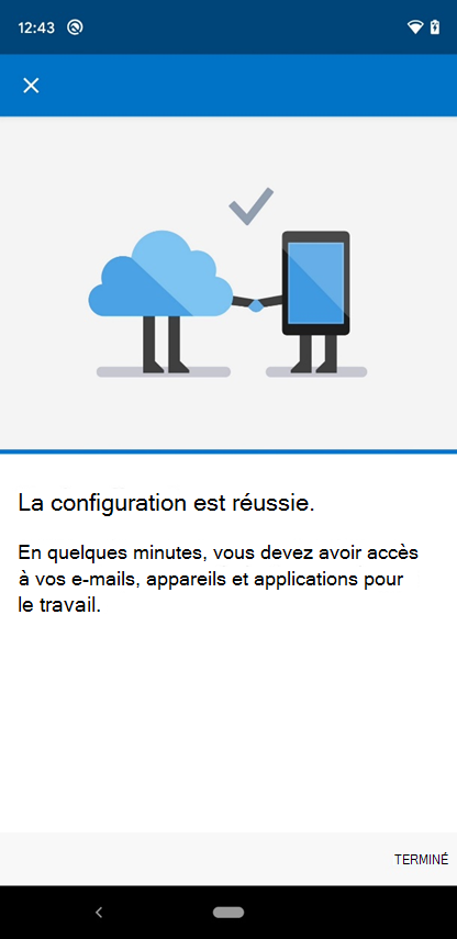 Capture d’écran de l’écran Intune’application Vous êtes tous défini.