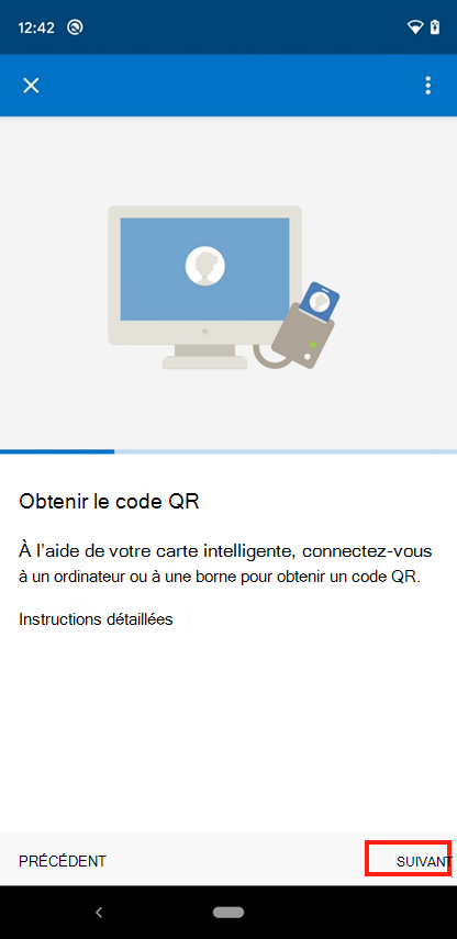 Capture d’écran de l’écran Obtenir le code QR de l’application Intune.