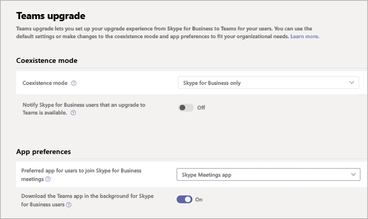 Choisissez Application préférée pour permettre aux utilisateurs de participer à Skype Entreprise réunions.