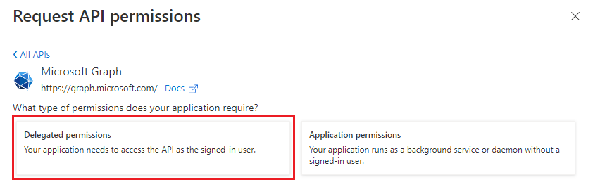 Capture d’écran montrant l’option Autorisations déléguées mise en évidence.