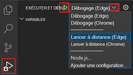 Capture d’écran montrant le débogage distant.