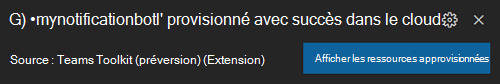 Capture d’écran montrant la boîte de dialogue de mise en service terminée.