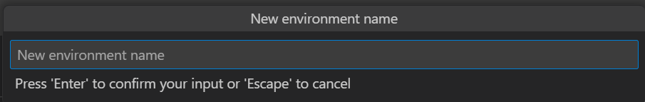 Capture d’écran montrant où entrer le nom de l’environnement.