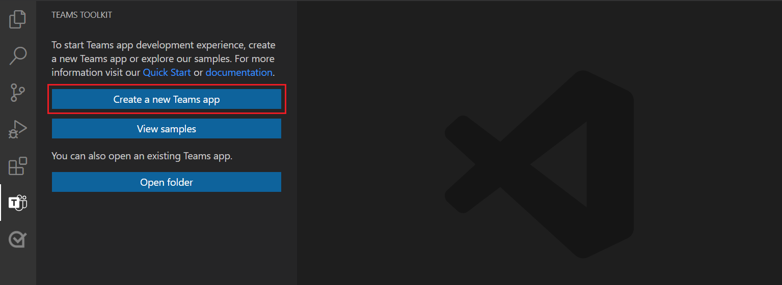 Captures d’écran montrant l’emplacement du lien Créer un projet dans la barre latérale du Kit de ressources Teams.