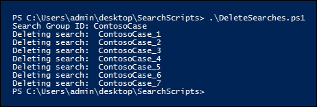 Exécutez le script pour supprimer les recherches dans le groupe de recherche.