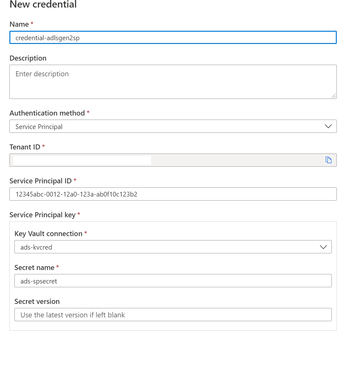 Capture d’écran montrant l’option de principal de service