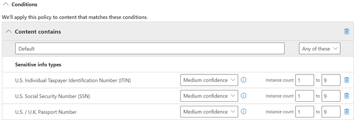 Options de précision du nombre d’instances et de la correspondance.