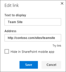 Modification du contenu du lien proposé