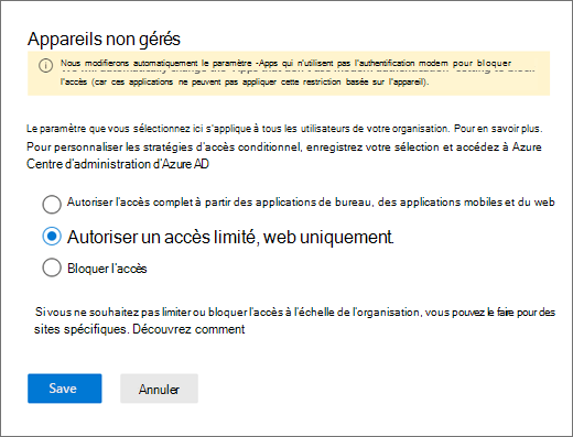 Volet Appareils non gérés dans le nouveau Centre d’administration SharePoint