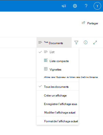 Screenshot of the menu for View in File Explorer.