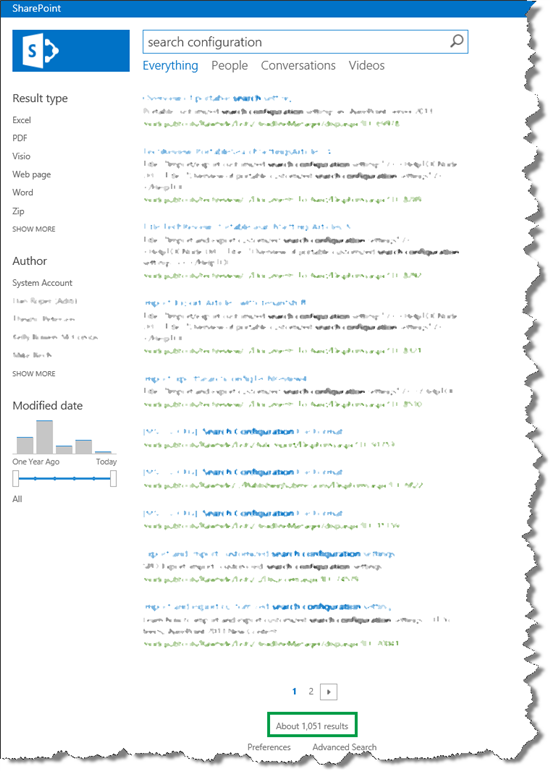 Page des résultats de la recherche par défaut