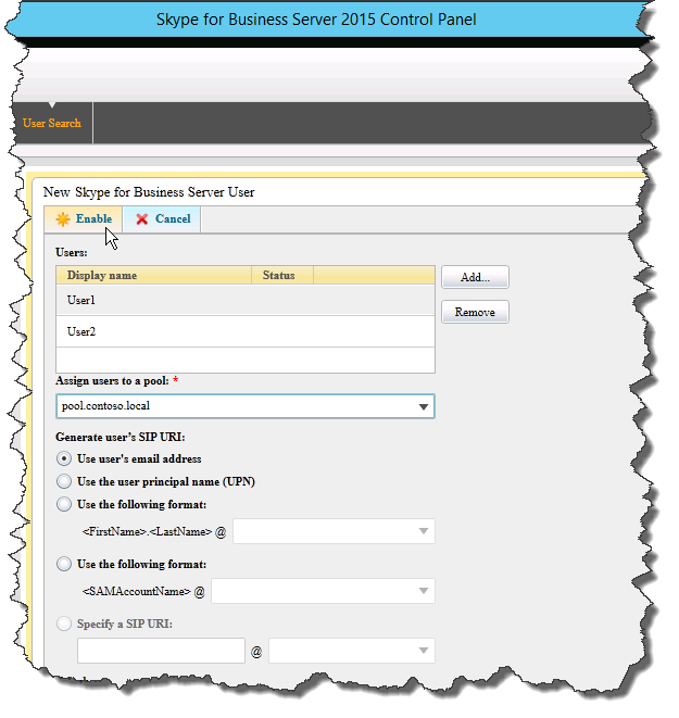 Activez des utilisateurs dans le Panneau de configuration.