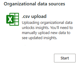 Capture d’écran montrant .csv vignette de chargement et l’option Démarrer.