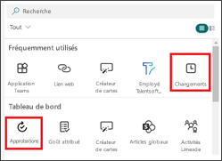 Capture d’écran montrant comment rechercher une application Microsoft dans la fenêtre du sélecteur de carte.