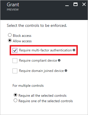 Sélectionnez Exiger une authentification multifacteur