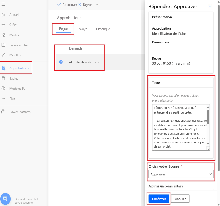 Capture d’écran de la configuration des approbations de surveillance humaine.