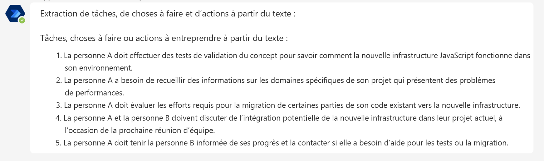 Capture d’écran des résultats.