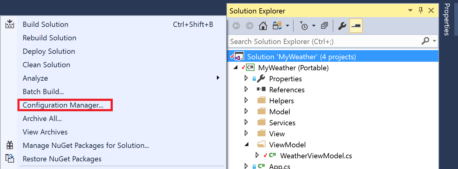 Visual Studio pour Windows Explorateur de solutions