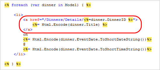 Capture d’écran de la fenêtre de l’éditeur de code avec le texte de bloc d’une classe et d’un pourcentage mis en surbrillance et cerclé en rouge.