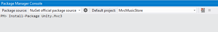 Installation du package NuGet Unity.Mvc3