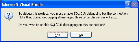 Activer le débogage SQL/CLR