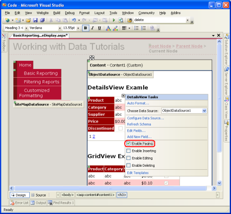 Activer la pagination dans le contrôle DetailsView