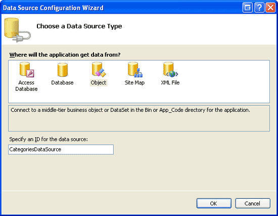 Nommez le nouvel objetDataSource CategoriesDataSource