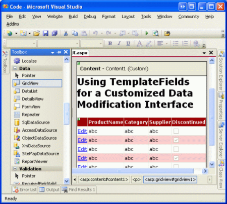 Supprimer les champs inutiles de GridView