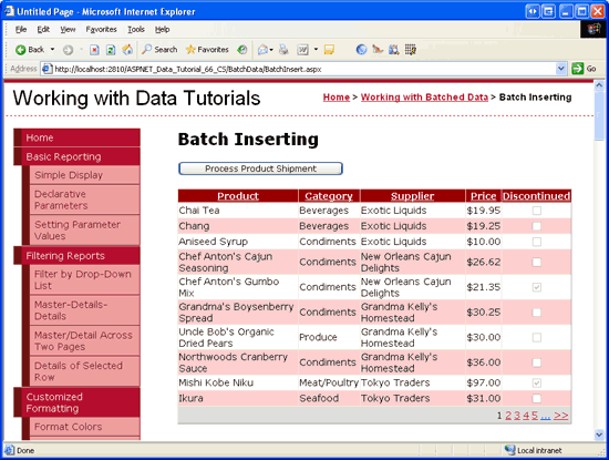 GridView Listes les fonctionnalités de tri et de pagination des produits et offres