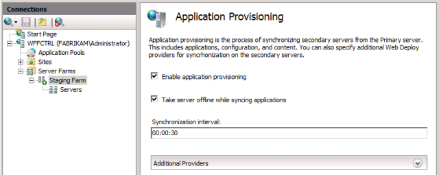 Dans le volet Batterie de serveurs, double-cliquez sur Provisionnement d’applications.