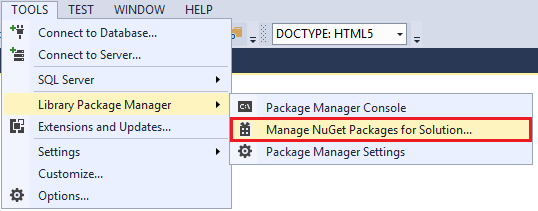 gestion des erreurs ASP.NET - Gérer les packages NuGet pour la solution