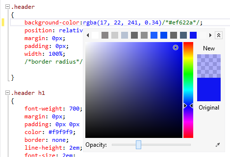 Opacité du sélecteur de couleurs