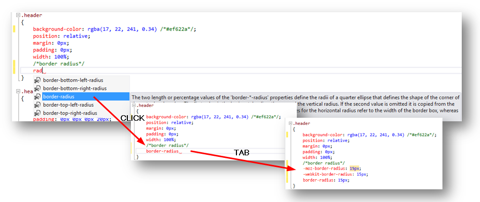 Utilisation d’un extrait de code border-radius