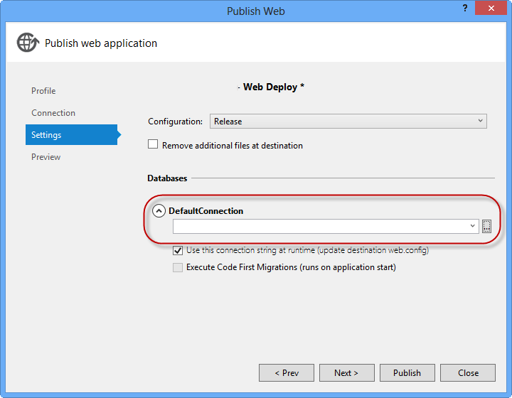 Chaîne de connexion pointant vers SQL Database