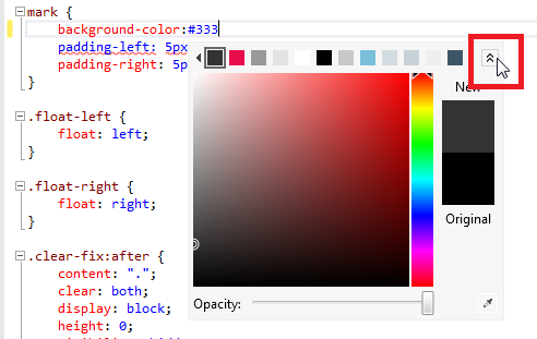 Fenêtre contextuelle du sélecteur de couleurs CSS