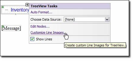 Capture d’écran de l’outil de concepteur de lignes Visual Studio. Le curseur pointe sur la sélection Personnaliser les images de ligne.