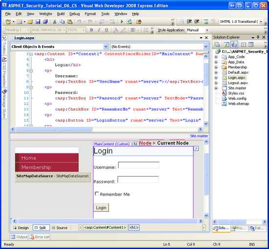 L’interface de la page de connexion comprend deux zones de texte, un CheckBoxList et un bouton