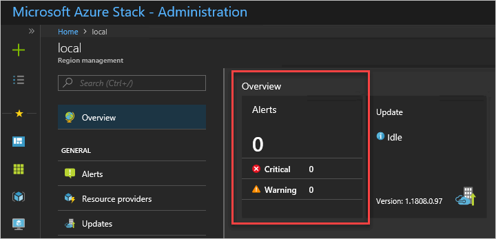 Vignette Gestion des régions dans le portail d’administration Azure Stack