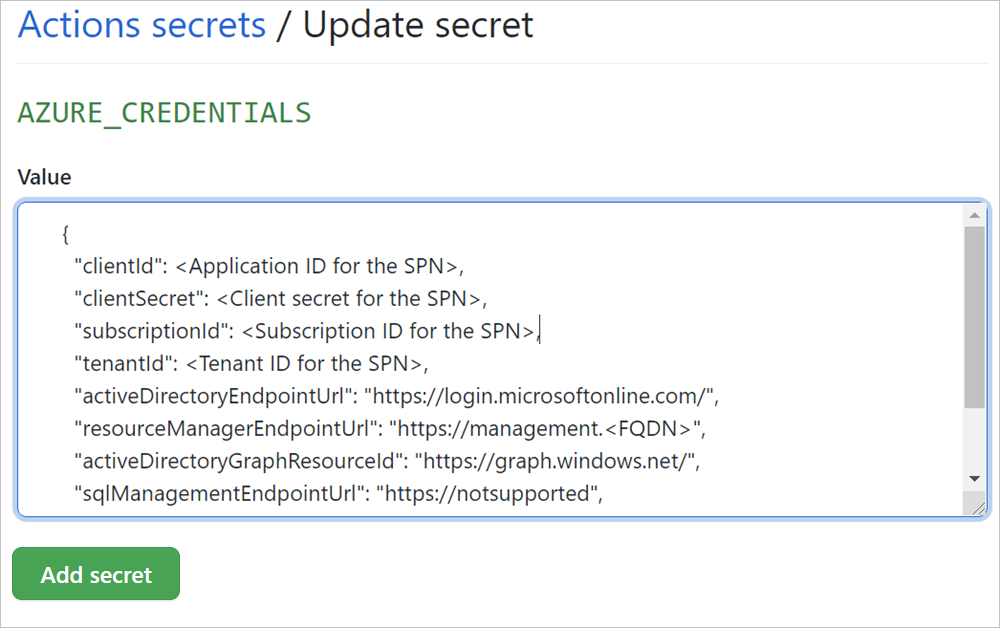 Ajoutez votre secret GitHub Actions