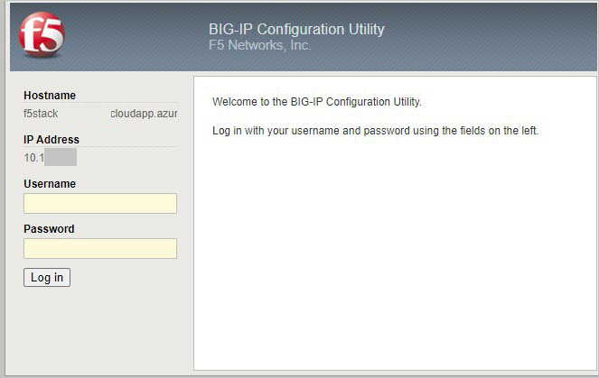 L’écran de connexion de l’utilitaire de configuration BIG-IP requiert un nom d’utilisateur et un mot de passe.